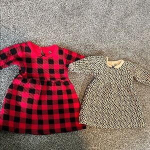 LIKE NEW HB stylish Red & Black Plaid & Leopard Print 6-9M baby girl dress set